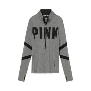 PINK Quarter-Zip Pullover Gray and Black Size XS